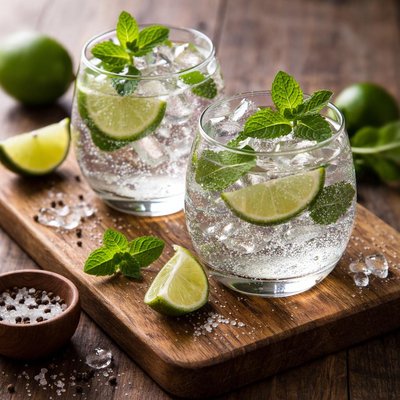 Gin and tonic with mint