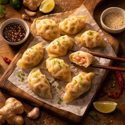 Ginger  and prawn dumplings mr chen