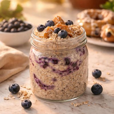 Glazed blueberry donut oats overnight