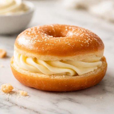 Glazed donut with cream