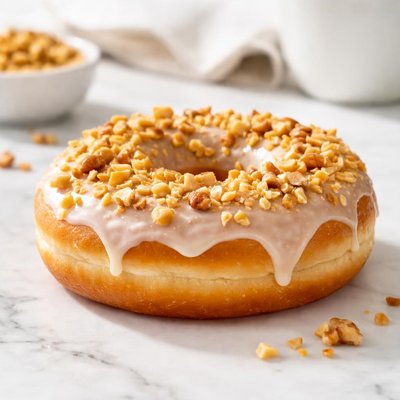 Glazed donut with nuts