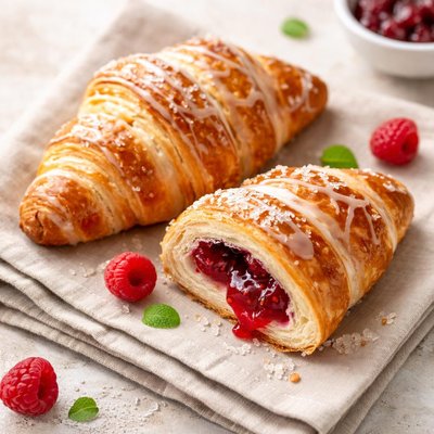 Glazed jelly filled croissant