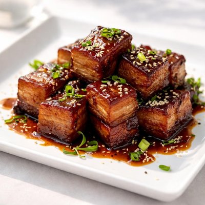 Glazed pork belly