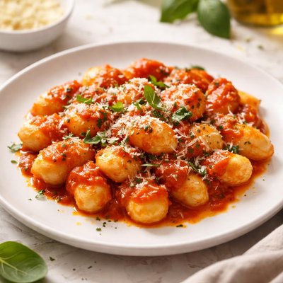 Gnocchi with tomato sauce and cheese