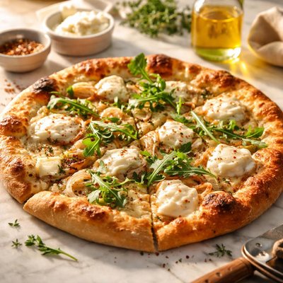 Goat cheese truffle oil pizza