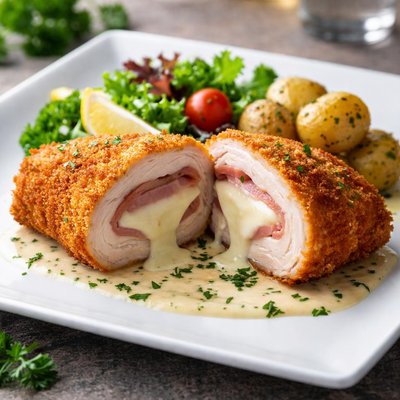 Gordon bleu met mozarella en turkey