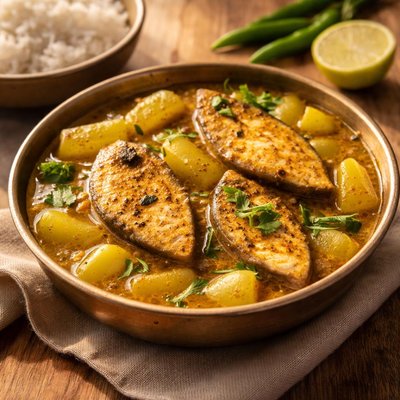 Gourd and hilsa curry