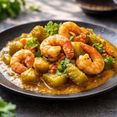 Gourd and prawn curry