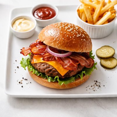 Gourmet bacon cheese burger