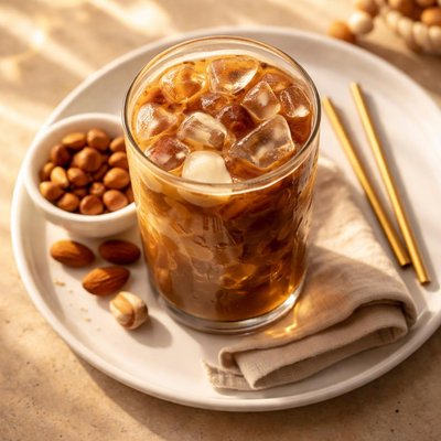 Grande coldbrew with sugar free hazeltnut syrup and sugar free almond milk