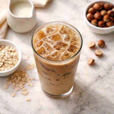 Grande iced shaken hazelnut oatmilk coffee