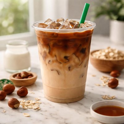 Grande iced shaken hazelnut oatmilk coffee starbucks