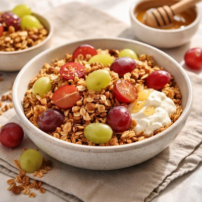Granola with grapes