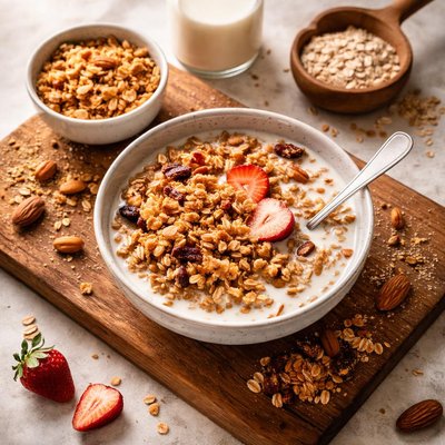 Granola with oat milk