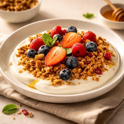 Granola with yogurt and berries