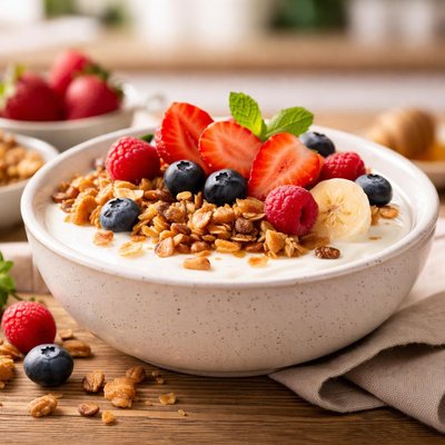 Granola with yogurt and fruit