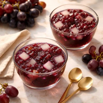 Grape jelly with nata de coco and grape pulp