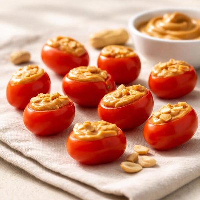 Grape tomatoes with peanut butter