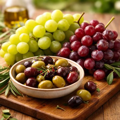 Grapes and olives