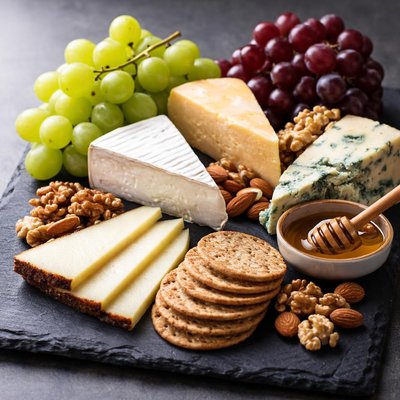 Grapes cheese and crackers charcuterie
