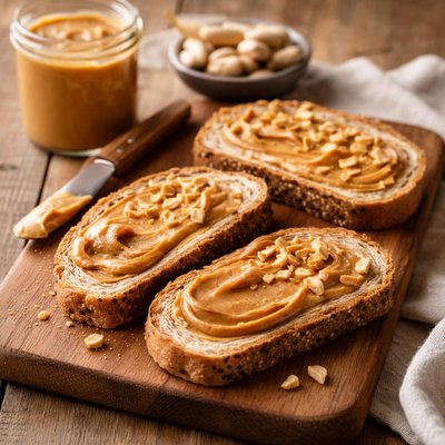 Graubrot mit erdnussbutter