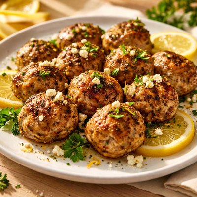 Greek-style lemon-pepper pork meatballs