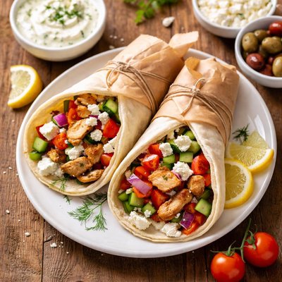 Greek chicken wrap