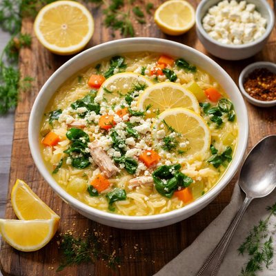 Greek lemon orzo soup