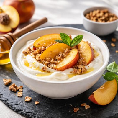Greek peach yoghurt