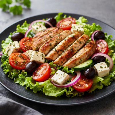 Greek salad with chicken