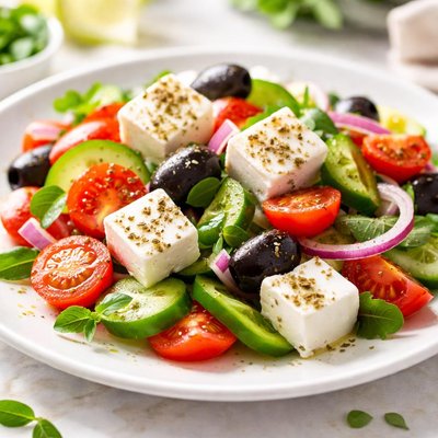 Greek salad with feta cheese