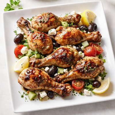 Greek style baked chicken drumsticks