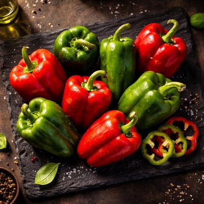 Green and red peppers