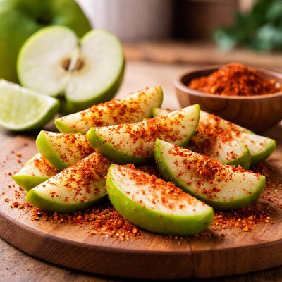 Green apple with chili powder