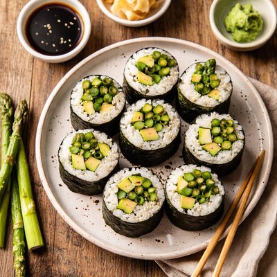 Green asparagus roll