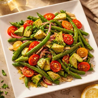 Green bean and avocado salad
