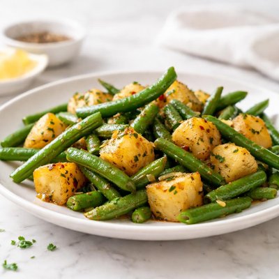 Green bean and potato stir-fry