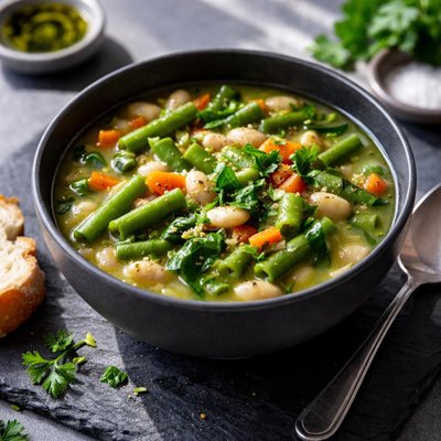 Green bean and white bean soup