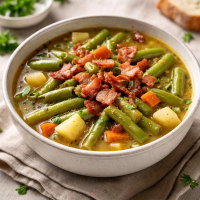 Green bean soup with bacon