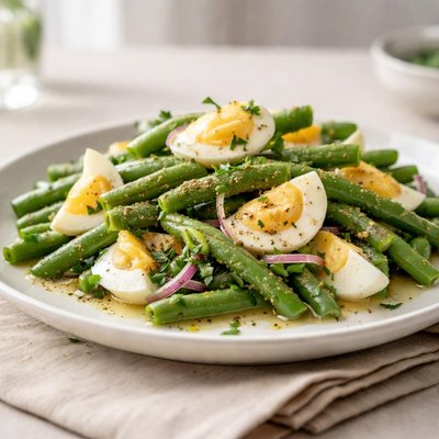 Green beans and egg salad