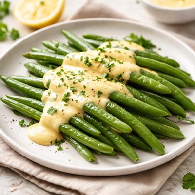 Green beans with cheese sauce