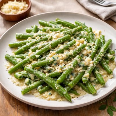Green beans with four cheese sauce