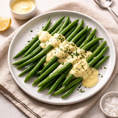 Green beans with hollandaise sauce