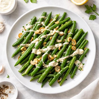 Green beans with mayonnaise and garlic