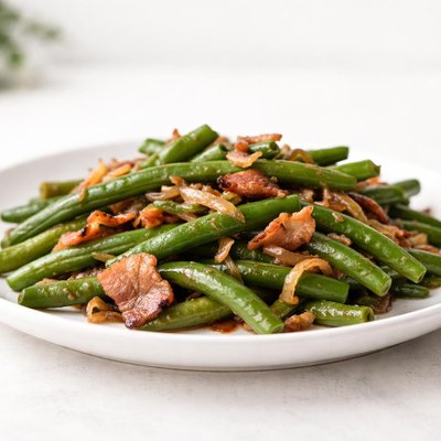 Green beans with onion and bacon