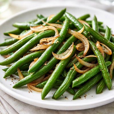 Green beans with onions