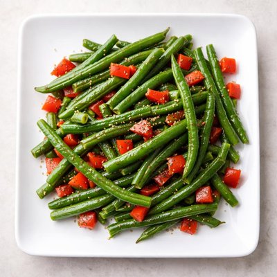Green beans with red bell pepper