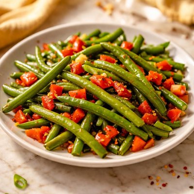 Green beans with red peppers
