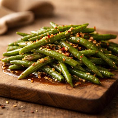 Green beans with sauce
