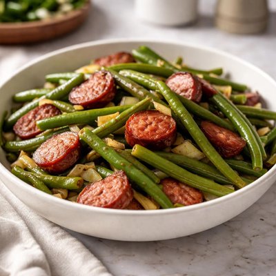 Green beans with smoked sausage